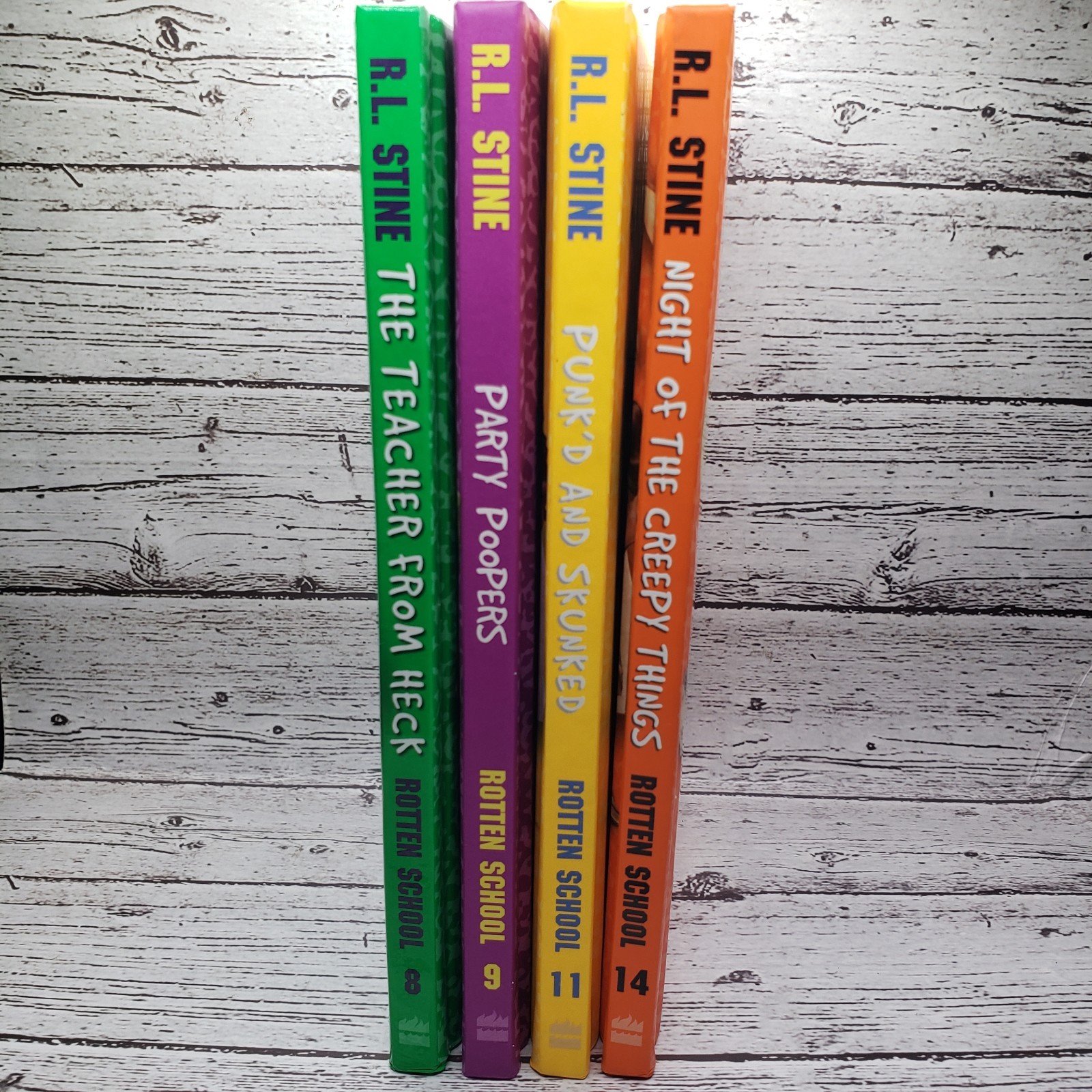 RL Stine Rotten School Book Lot of 4 Hardcover #8,9,11 and 14 Illustrated 1st Ed