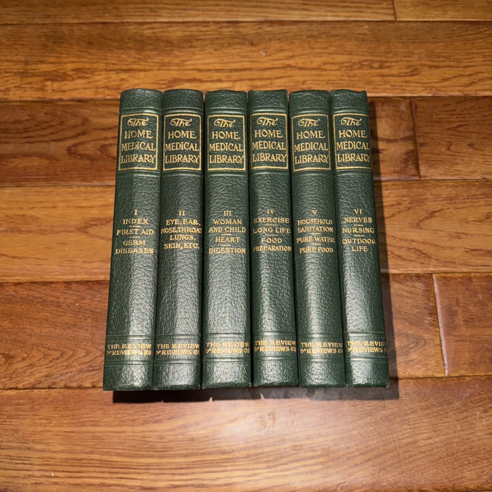 The Home Medical Library 1907 Kenelm Winslow 6 Books Green Spine Shelf Decor
