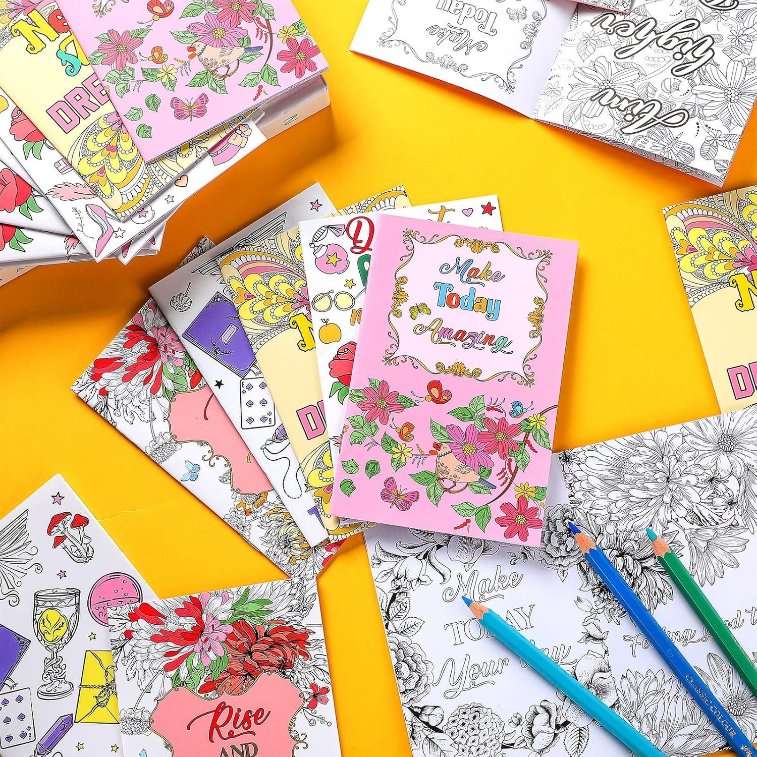 30 Pcs Inspirational Coloring Book Bulk Mandala Mini Activity Books with Positiv