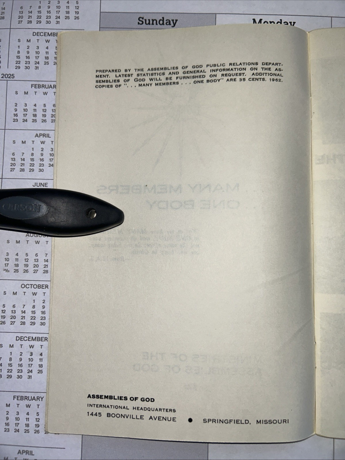 Many Members – One Body – Assemblies of God – 1962 – 29 pages – Pentecostal