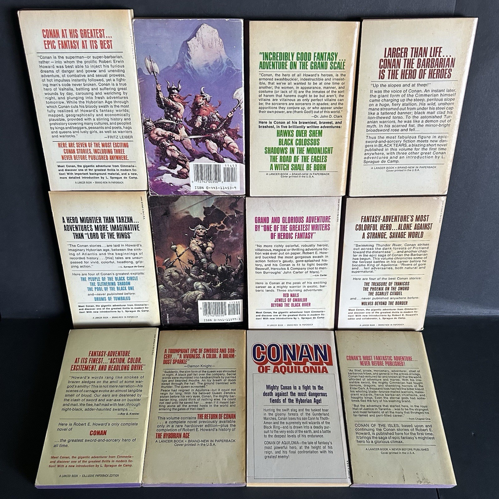 Conan Complete Main Series Robert E. Howard Lancer Books Vintage Paperback Set