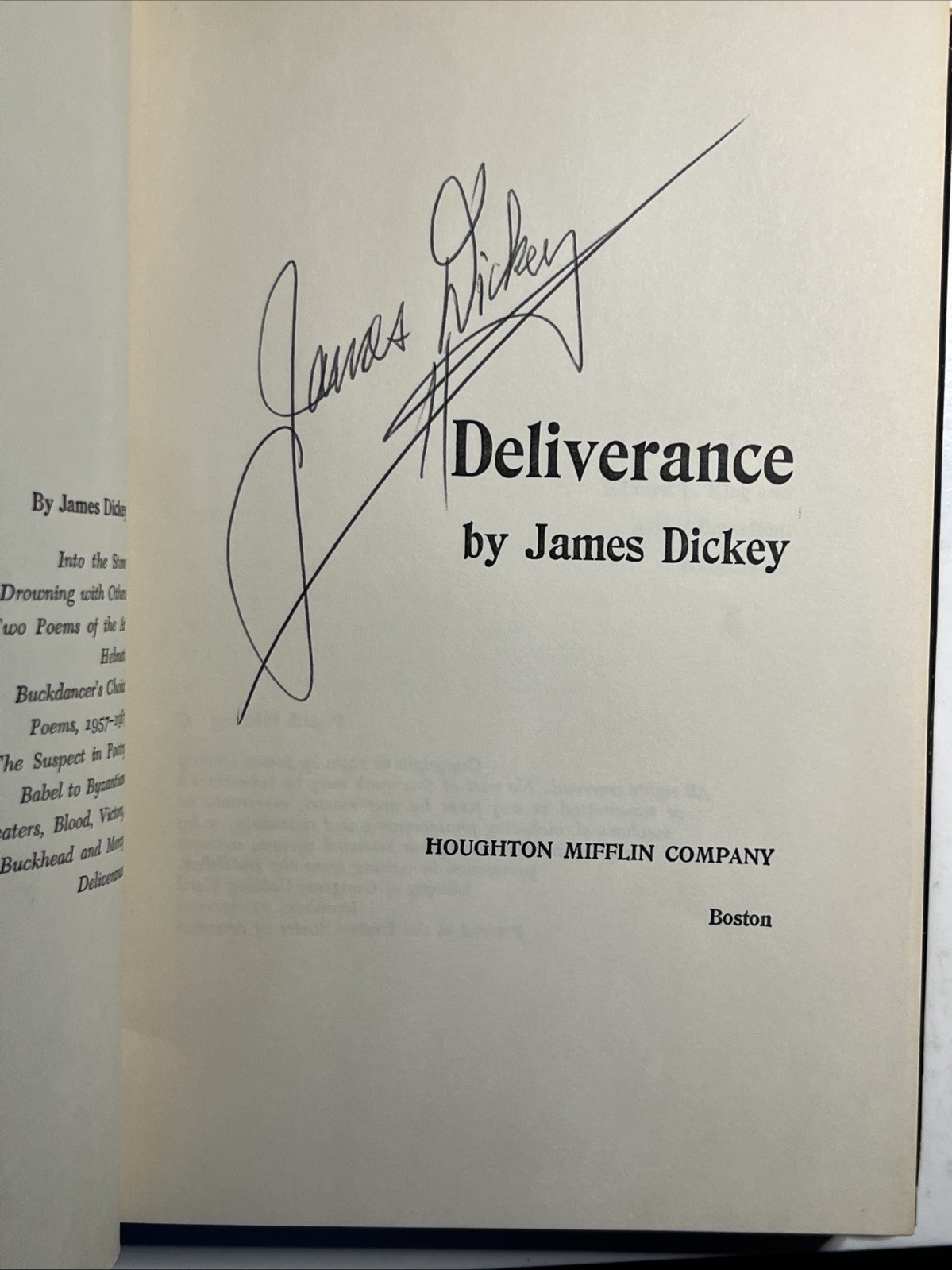 Deliverance James Dickey Signed 1st Edition Fourth Printing Hardcover