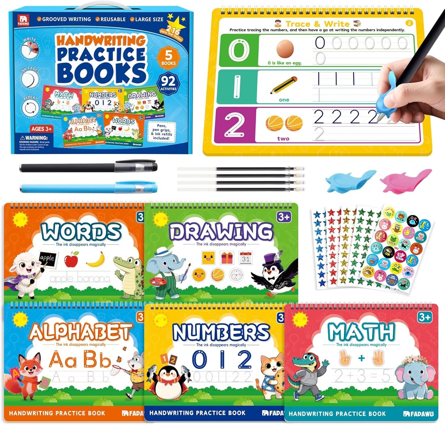 Magic Grooved Writing Practice Books for Kids, Large Grooved Handwriting Copy…