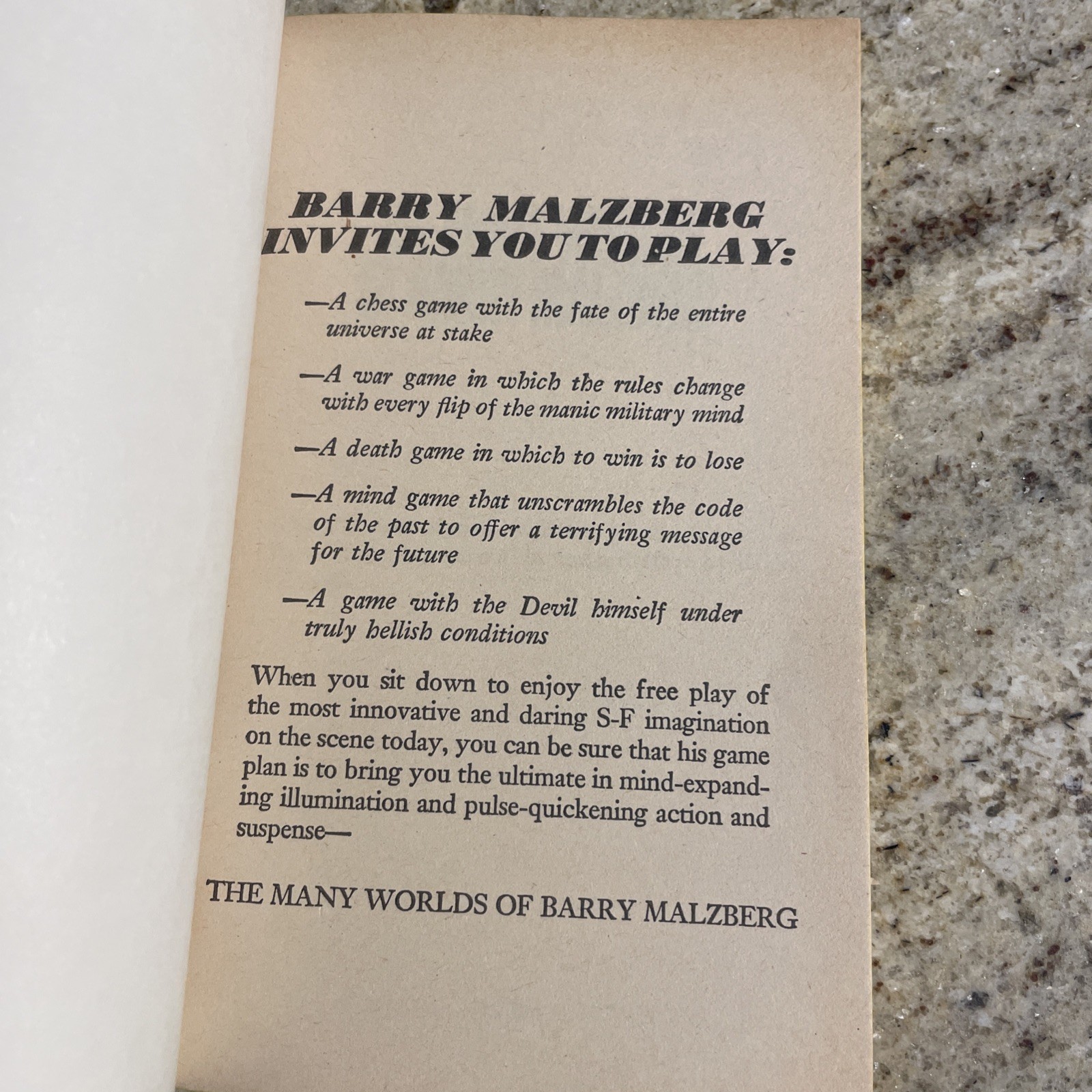 The Many Worlds of Barry Malzberg 1975 (Vintage Sci-Fi Paperback) NOS 1st Ed.