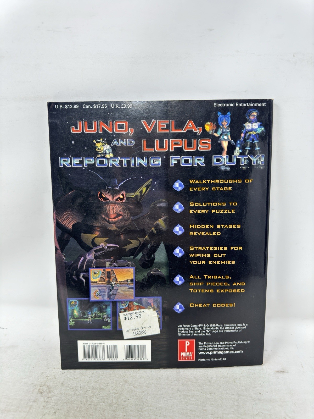 Jet Force Gemini Official Strategy Guide Book Nintendo 64 Authentic Rare N64
