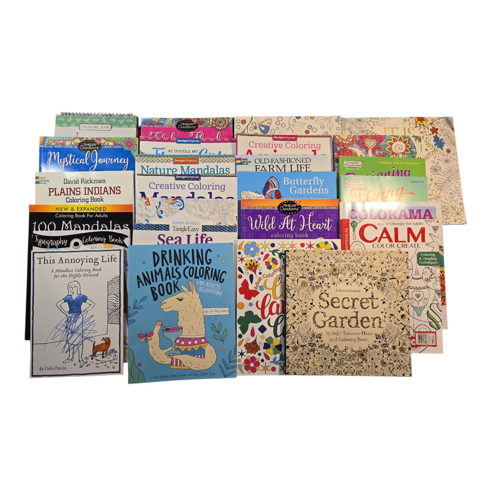 Adult Coloring Books Lot Of 25 Animals Mandalas Scriptures Inspiration Birds