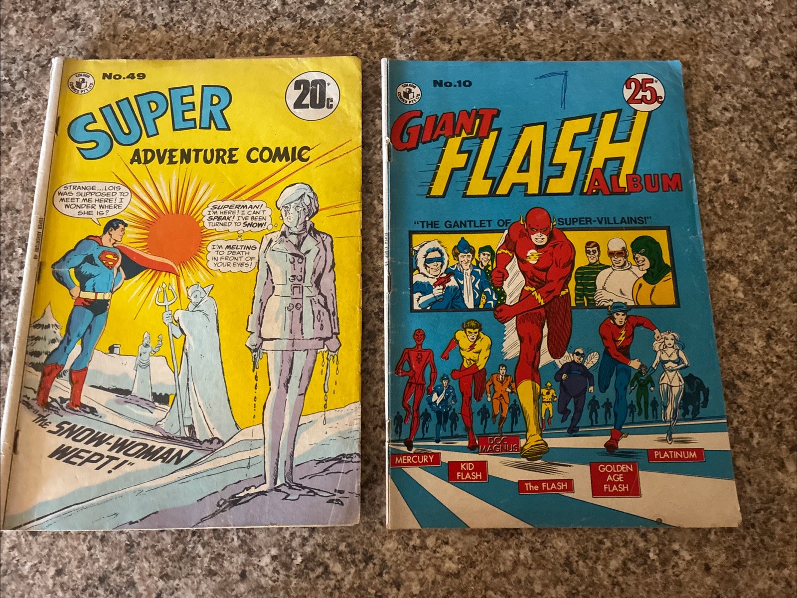 SUPER ADVENTURE COMIC No 49 GIANT FLASH ALBUM No 10 COLOUR COMICS 1960S