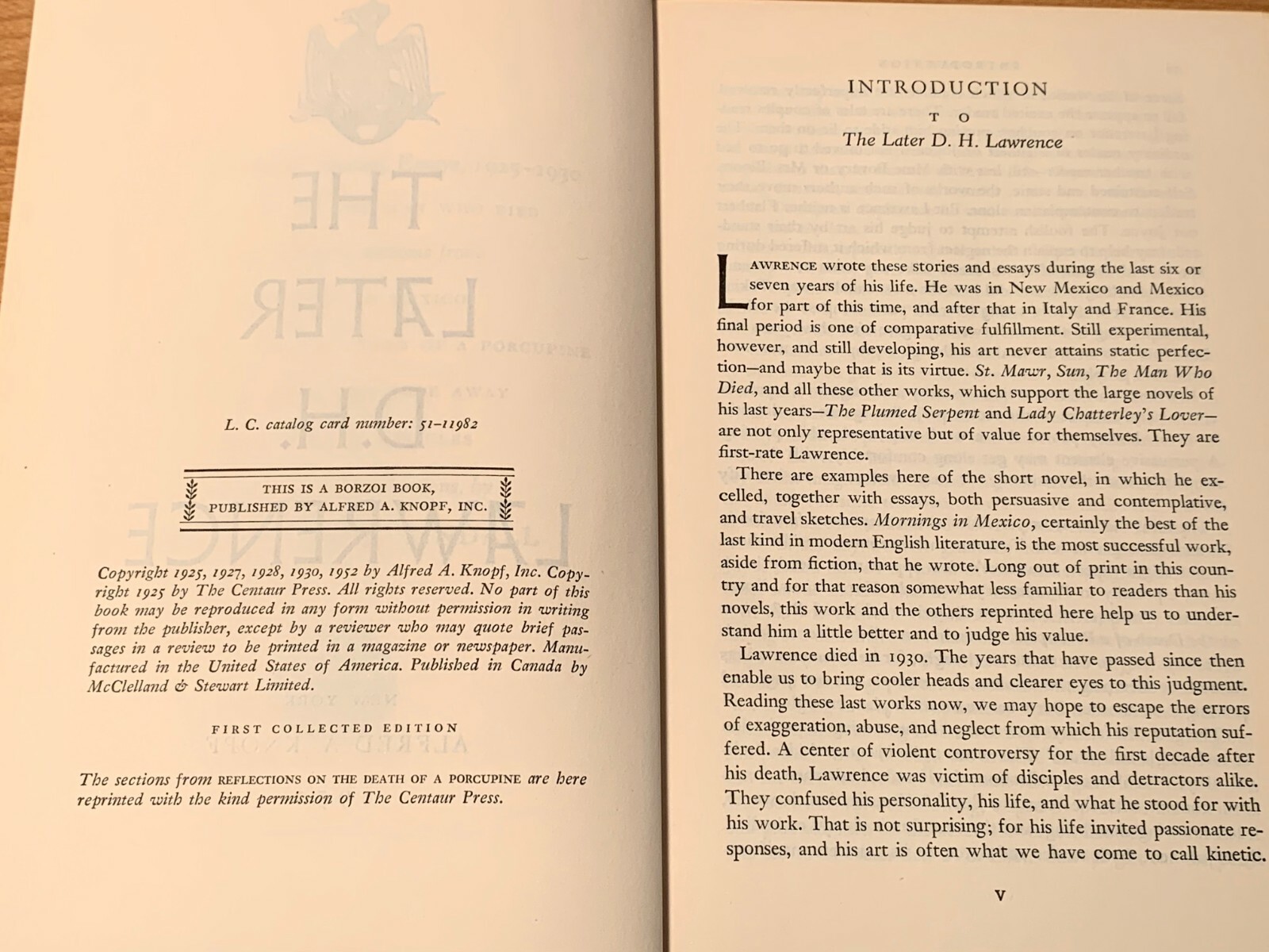 The Later by D. H. Lawrence; First Collected Edition; 1952, Alfred A. Knopf, Hc