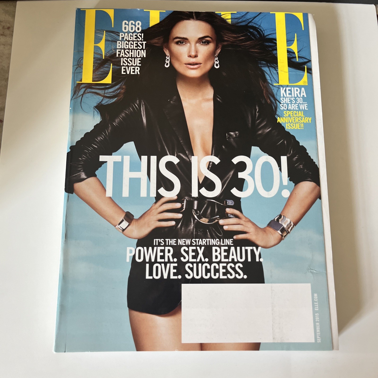 ELLE Magazine September 2015 Keira Knightley Cover 30th Anniversary New Unread