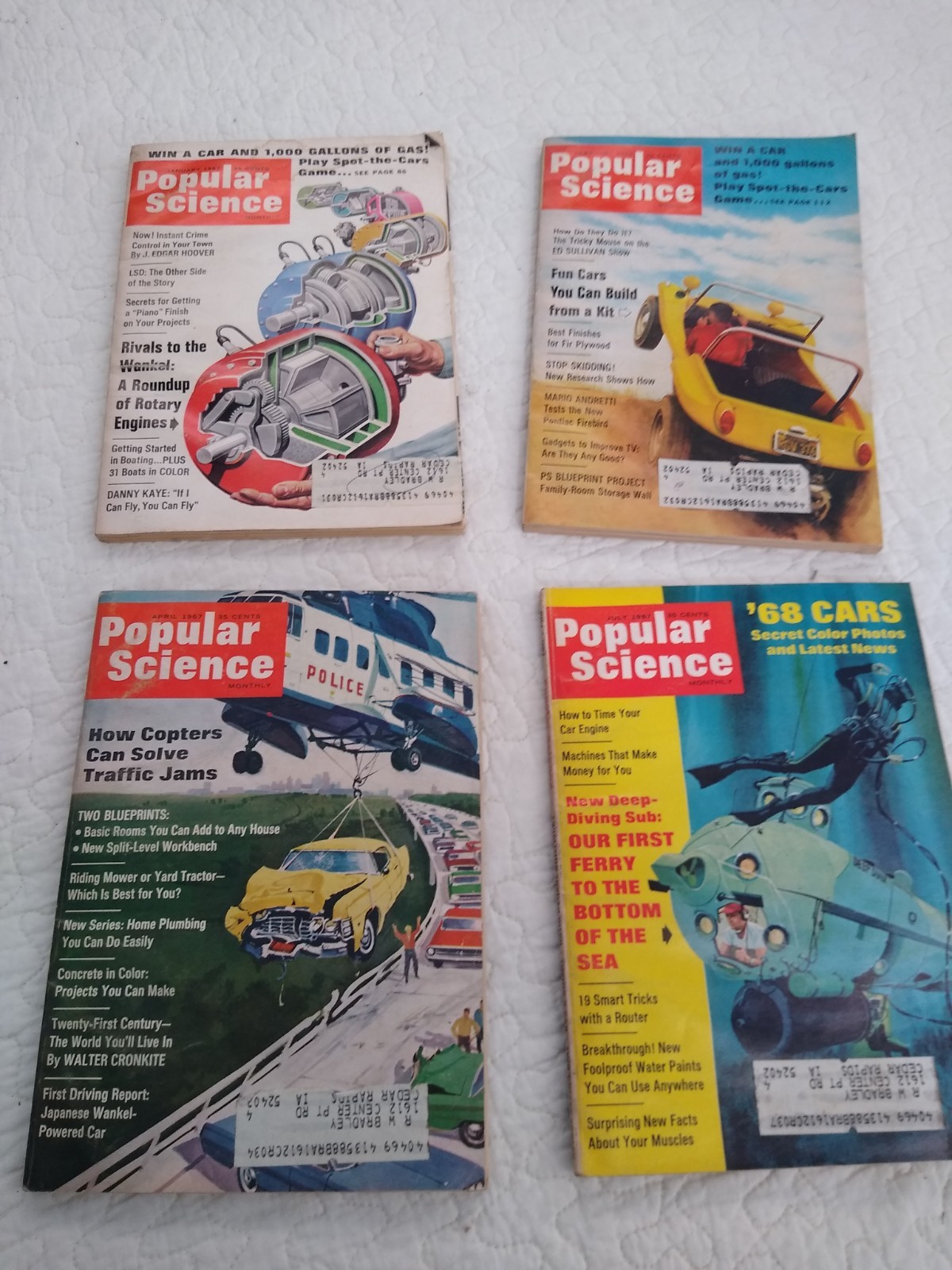 Lot Of 4 Vintage1967 Popular Science Magazines Jan Feb April July