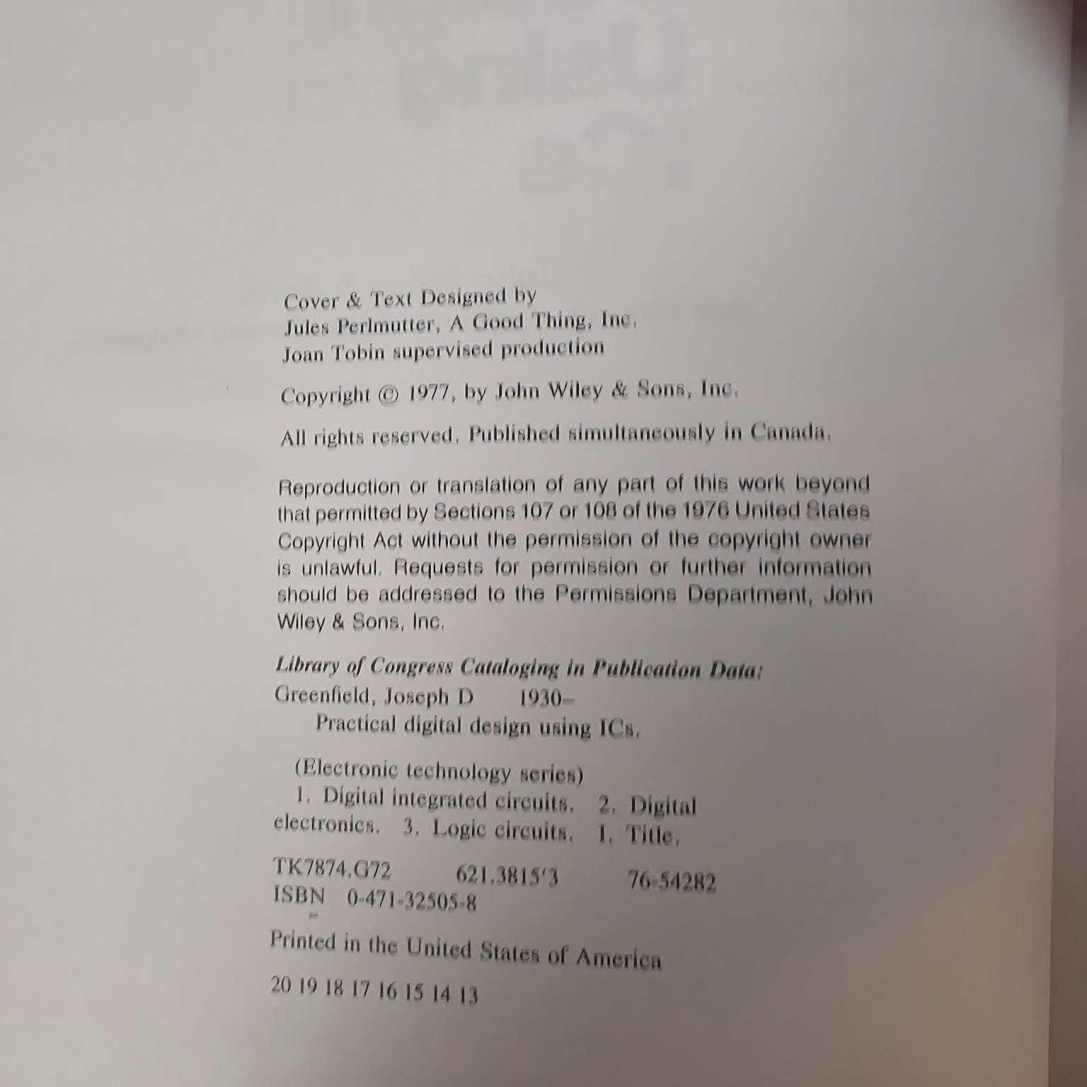 Practical Digital Design Using IC’s Joseph D. Greenfield 1977 Engineering Wiley