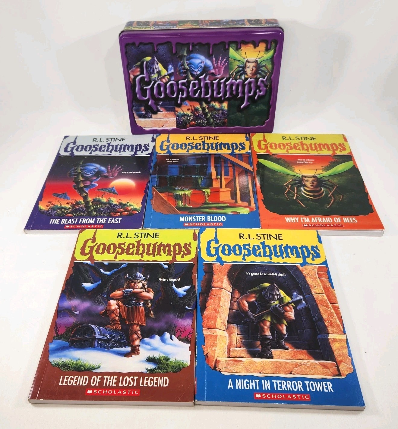 Goosebumps 25th Anniversary Retro Box Set by R. L. Stine METAL TIN with 5 BOOKS