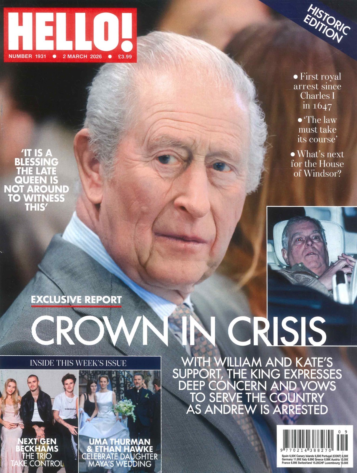HELLO! Magazine: King Charles, Prince Andrew, Beckhams, Lando Norris, 2.3.26