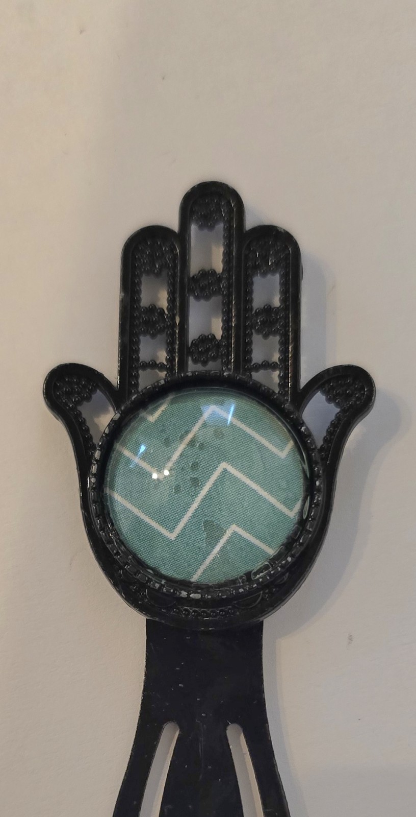 Bookmark Metal Black Hand Palm Reader Domed Geomtric Design Zigzag 3.5in