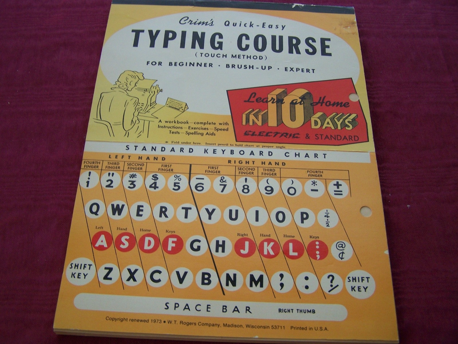 Crim’s Quick-Easy Typing Course 1973 edition Touch Method Paperback Book