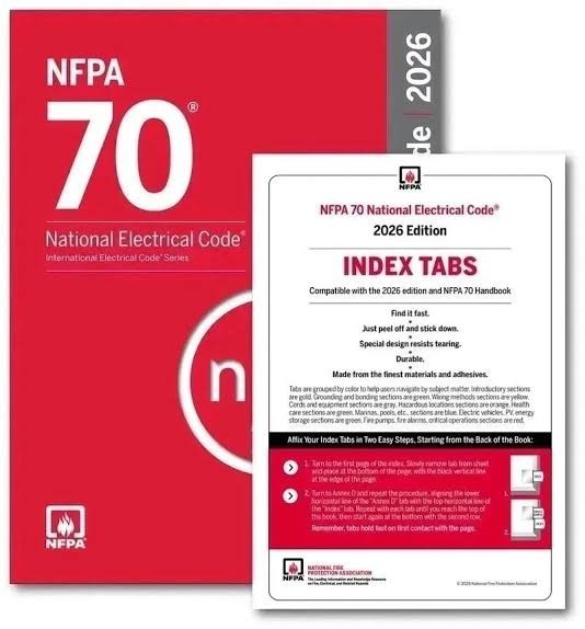NFPA 70, National Electrical Code 2026 Edition Fire Protection PB with index TAB