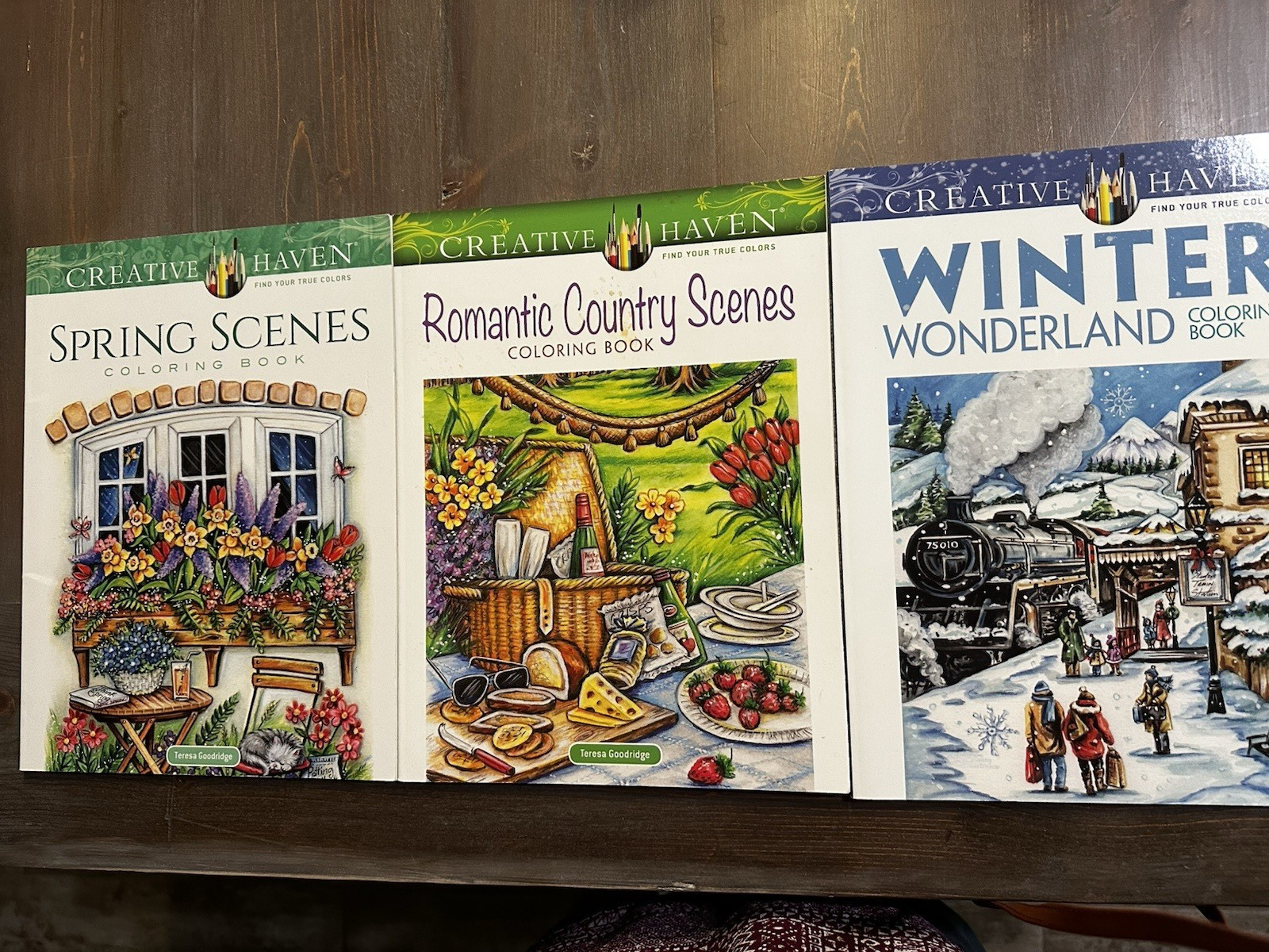 Three Creative Haven Adult Coloring Book, Paperback Romantic, Spring, Winter