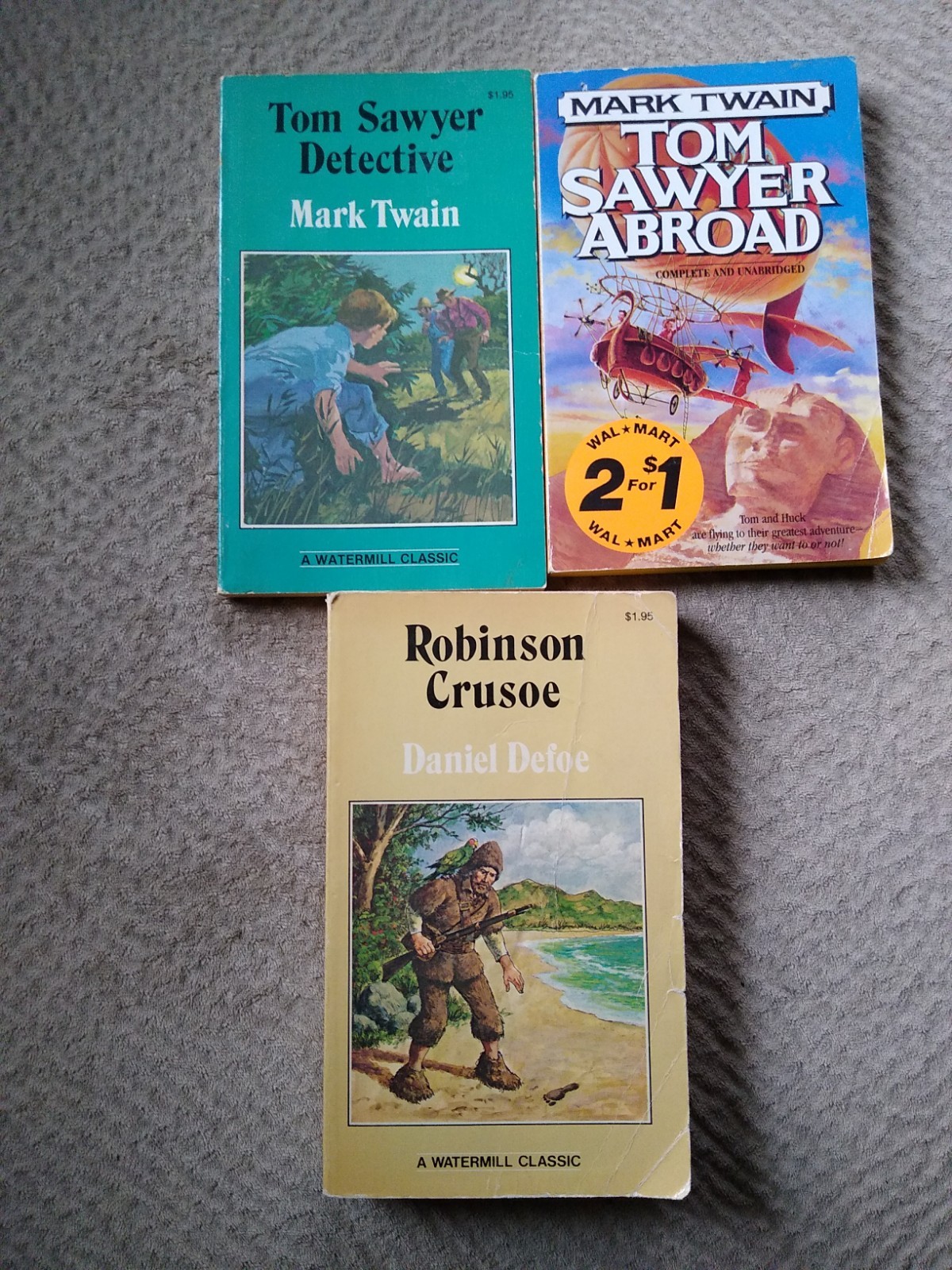 Classic PB Book Lot: Mark Twain (Tom Sawyer) Daniel Defoe ( Robinson Crusoe)