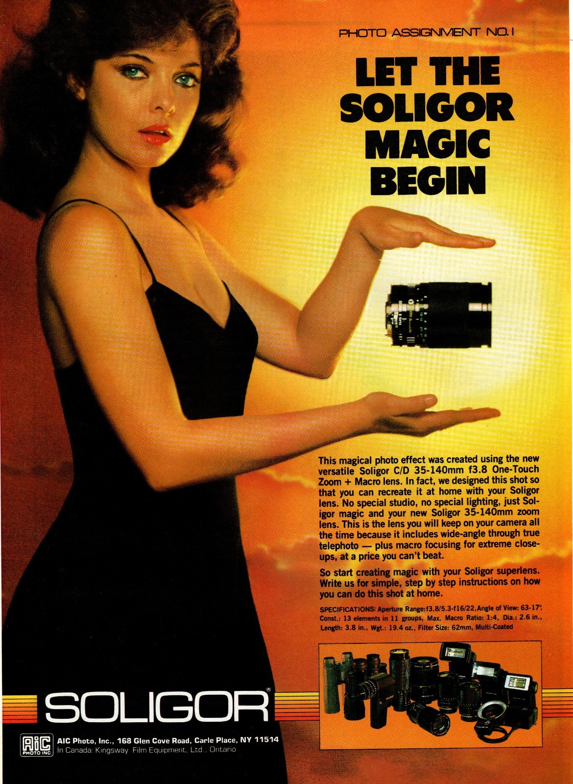 Soligor – Lens 35-140mm Zoom – Original Magazine Ad – 1983