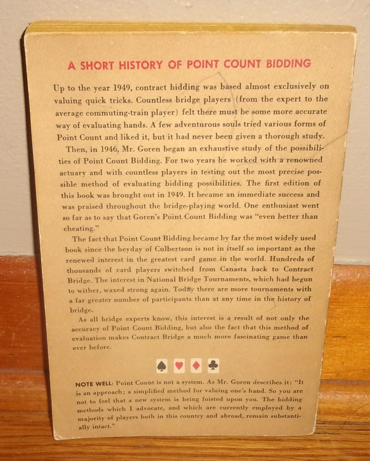 POINT COUNT BIDDING IN CONTRACT BRIDGE-Charles H. Goren-Cards-Ex 1954 13th Print