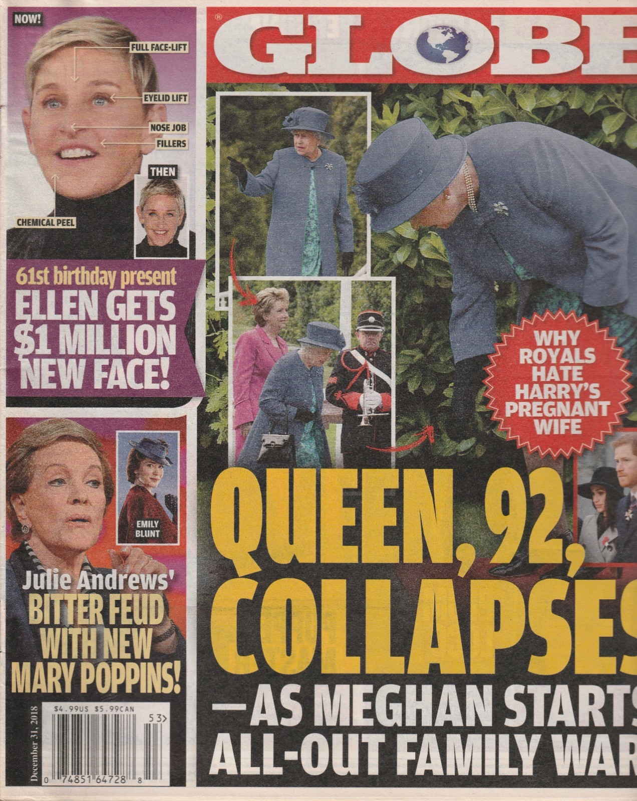 Globe Magazine December 31, 2018 Julie Andrews – Queen Elizabeth