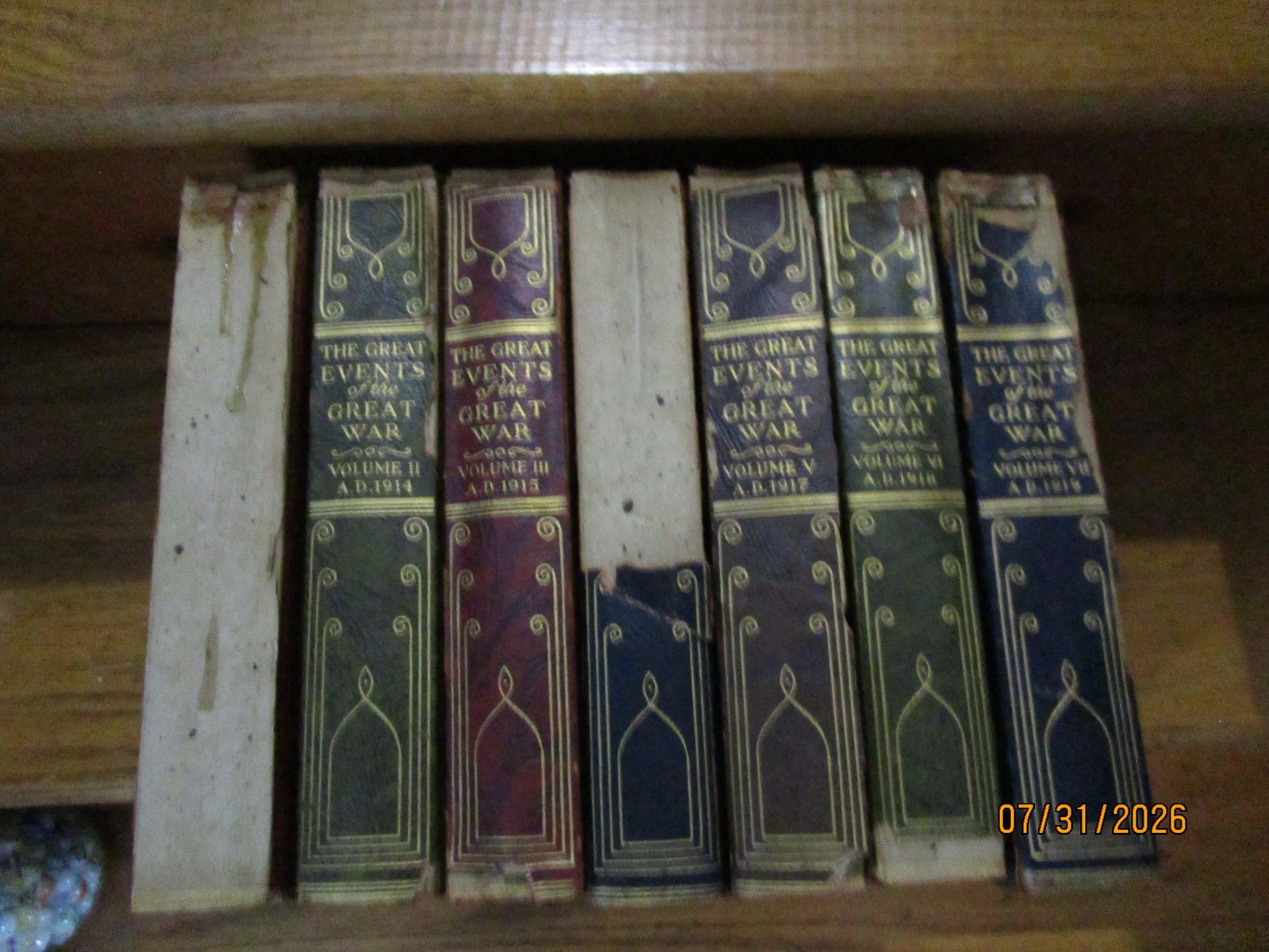 7 Volume Set The Great Events of the Great War, Causes through 1919, c1923