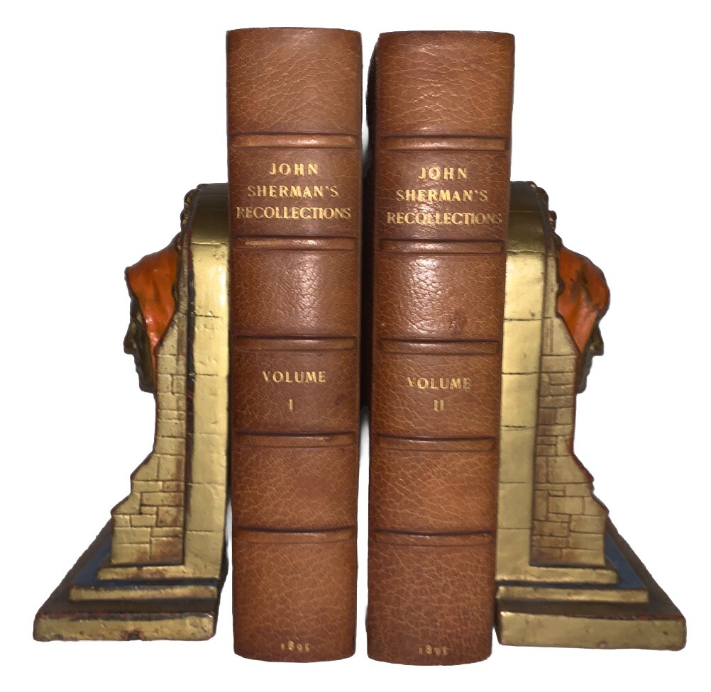 SIGNED, FINE BINDING, 1895, JOHN SHERMAN, RECOLLECTIONS, HOUSE, SENATE & CABINET