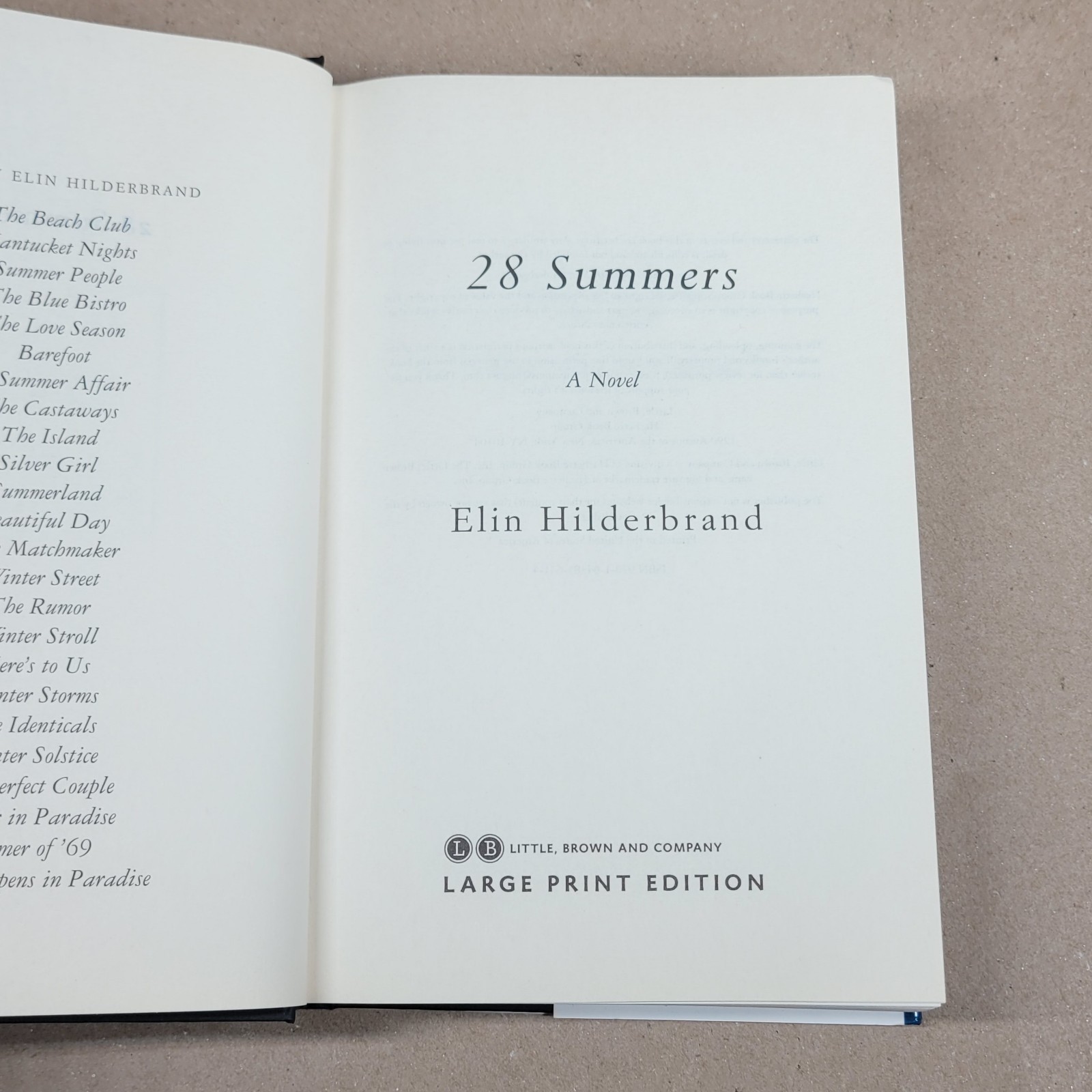 LARGE PRINT 28 Summers by Elin Hilderbrand Hardcover