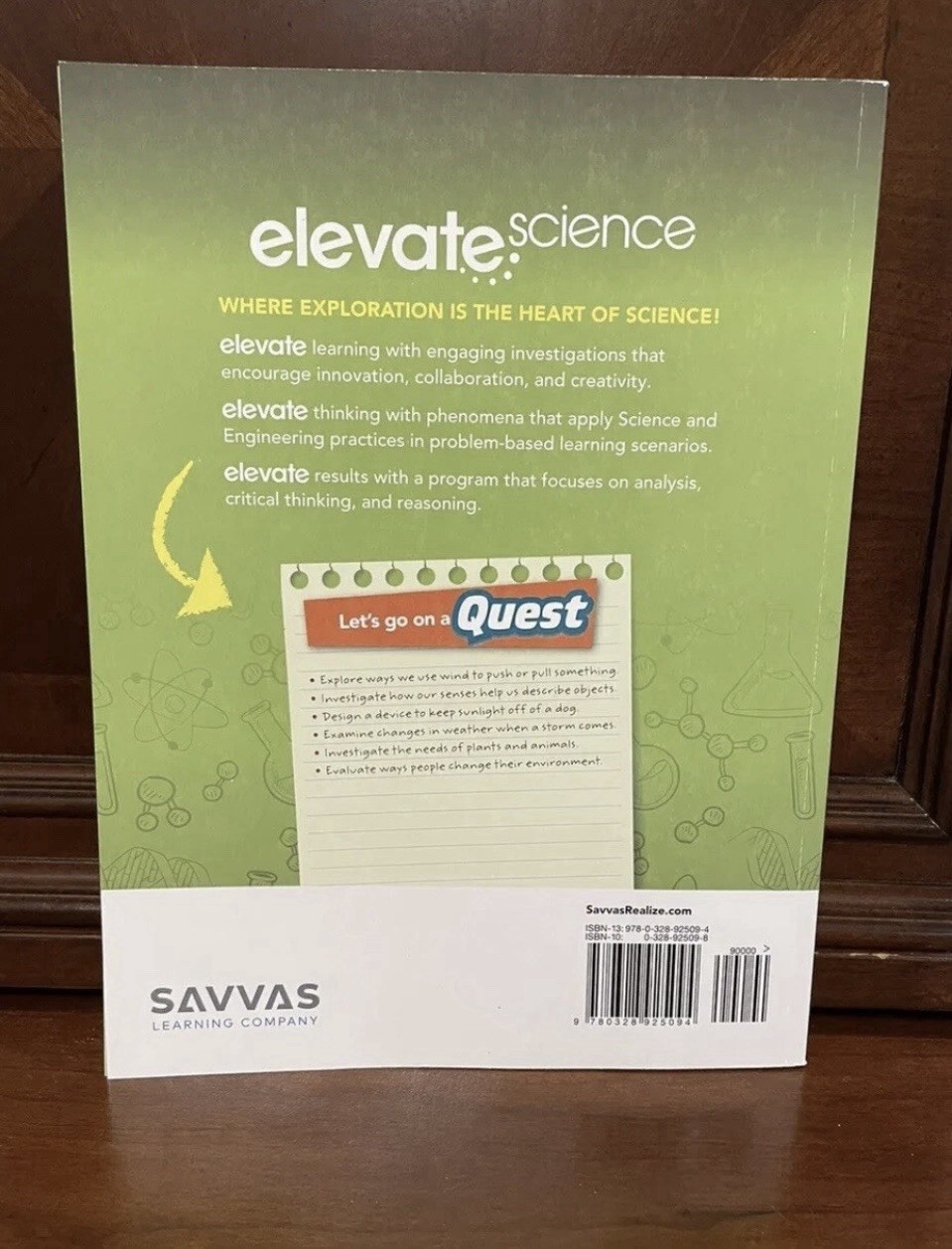 Elevate Science, Savvas learning Company, Grade K, ISBN 0328925098 Workbook