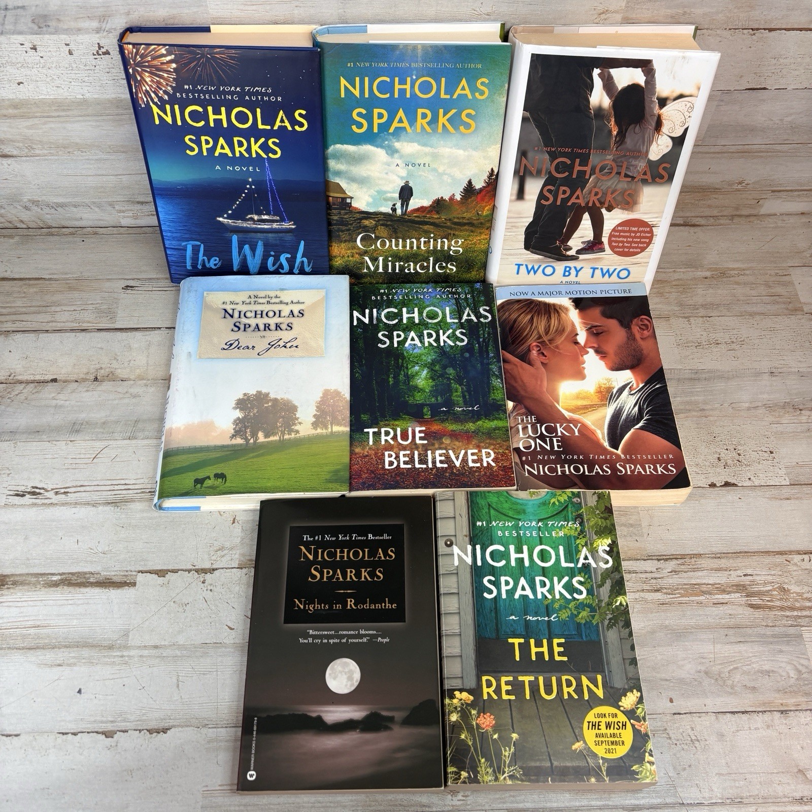 Lot Of 8 Nicholas Sparks Romance Novels Books Wish Miracles Lucky Dear John