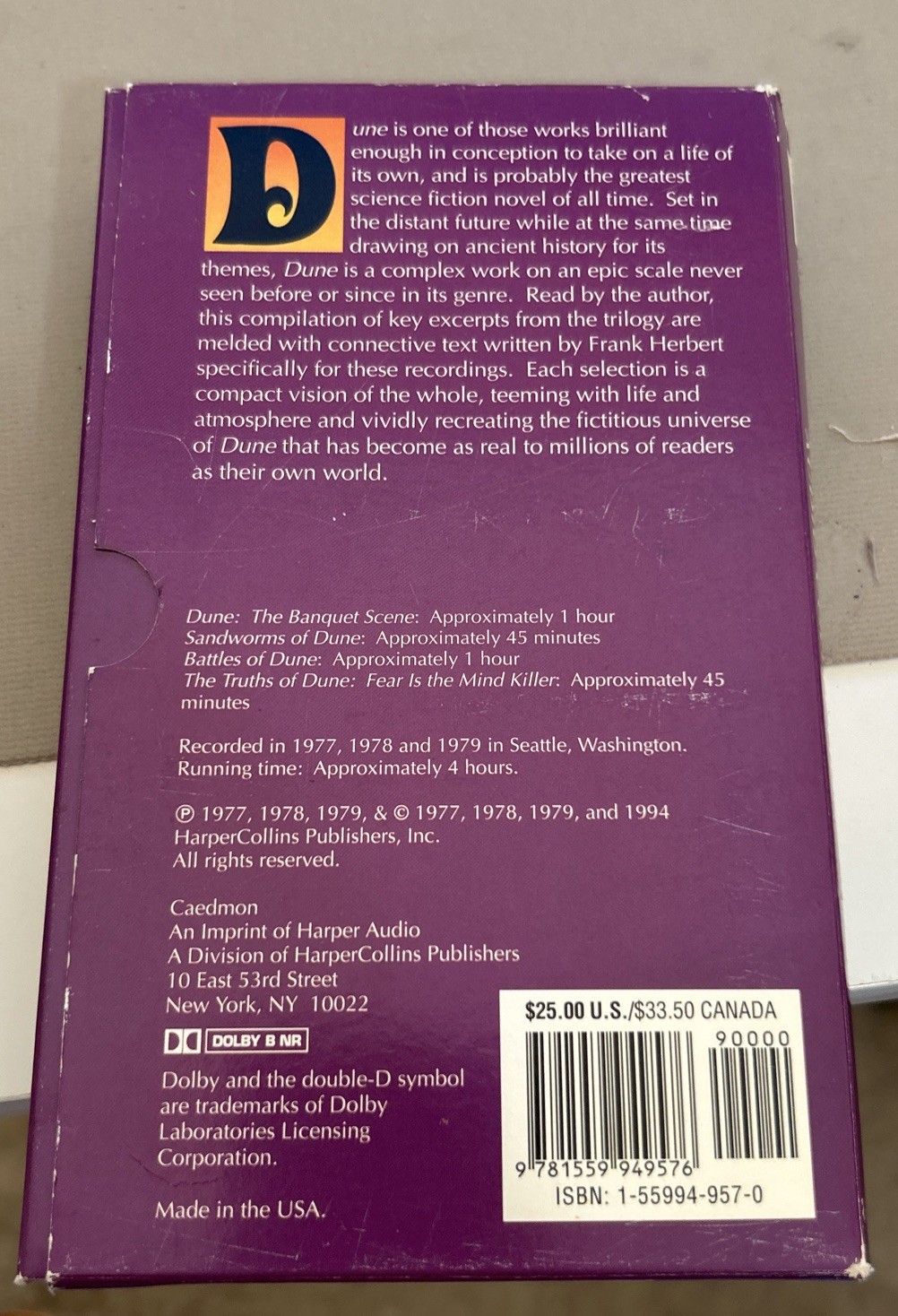 Dune Audio Collection by Frank Herbert (1995, Audio Cassette)
