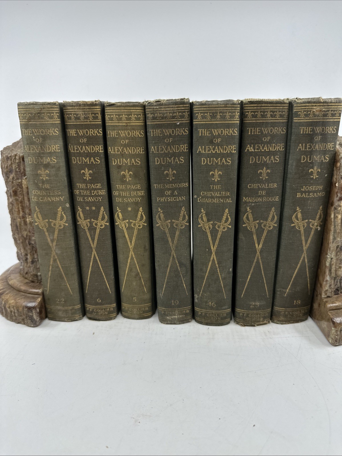 Alexandre Dumas Complete in 7 Volumes PF Collier c1910 Gilt HC Set (W172)