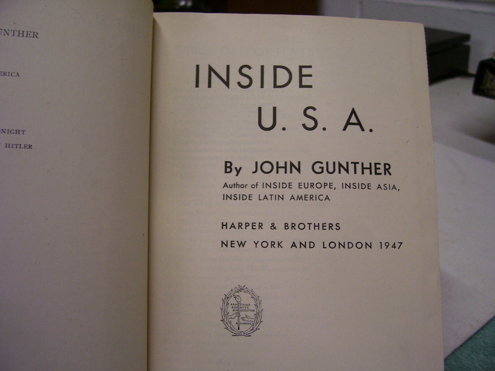 Inside U.S.A. – Hardback book by John Gunther – 1947 First Edition, scarce