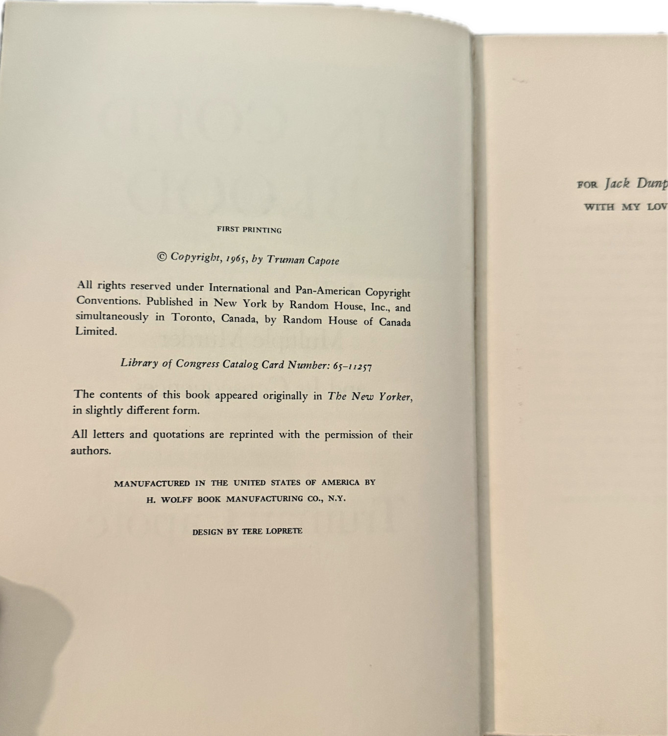 In Cold Blood by Truman Capote 1965 First Printing Duo w/Malin Critical Handbook