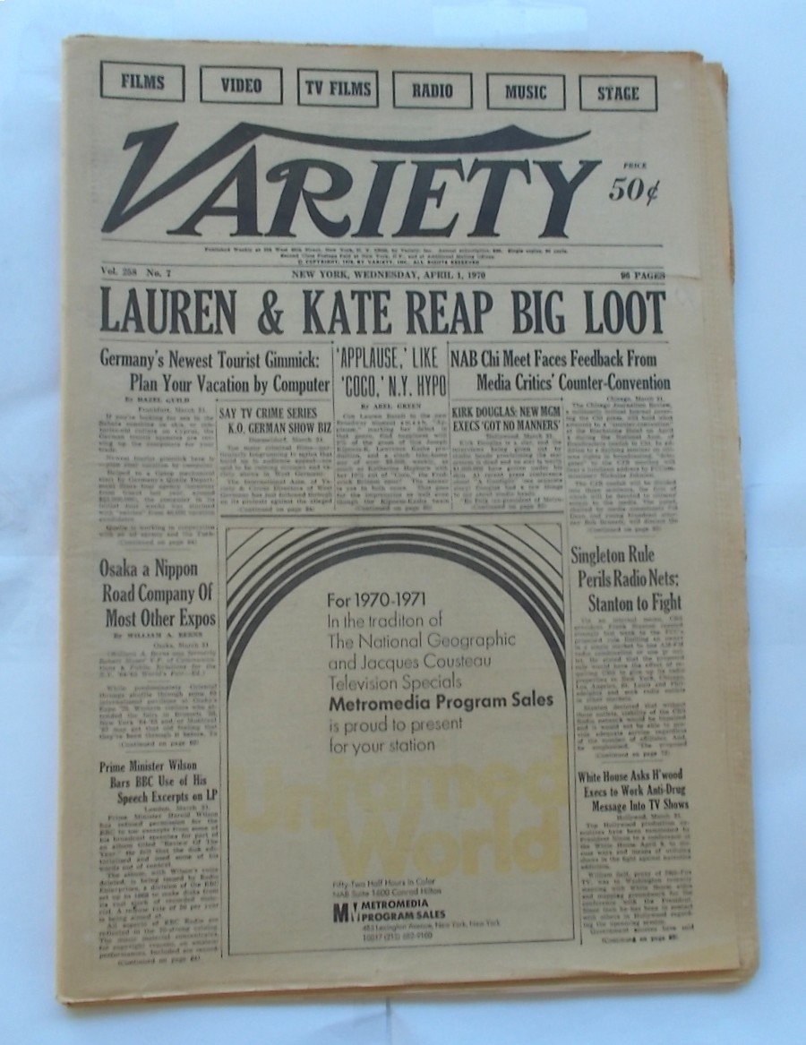 Variety April 1 1970 Trade Magazine Film Music Stage Ads Flying Nun Jeanne Steel
