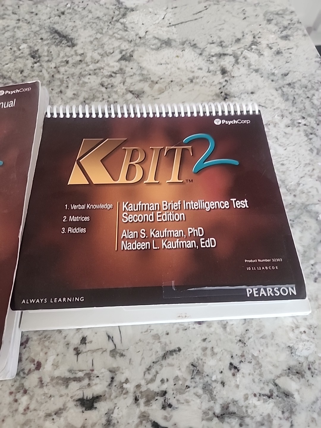 KBIT-2 Kaufman Brief Intelligence Test 2nd Testing Easel & Scoring Manual