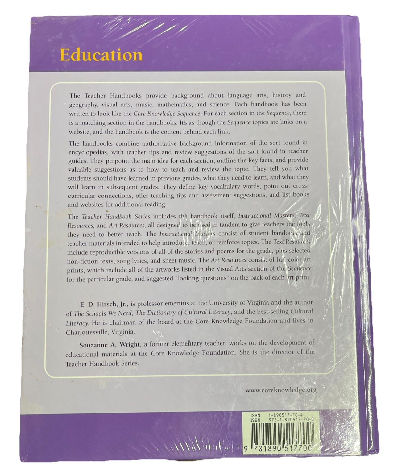 CORE KNOWLEDGE TEACHER HANDBOOK, GRADE 1 By E. D. Hirsch & Souzanne A. Wright