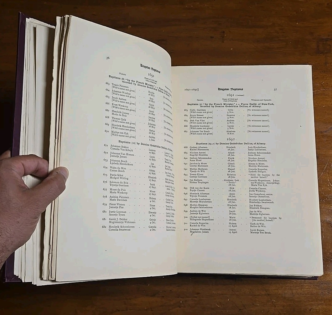 Baptismal & Marriage Register of The Old Dutch Church of Kingston, NY 1660-1809