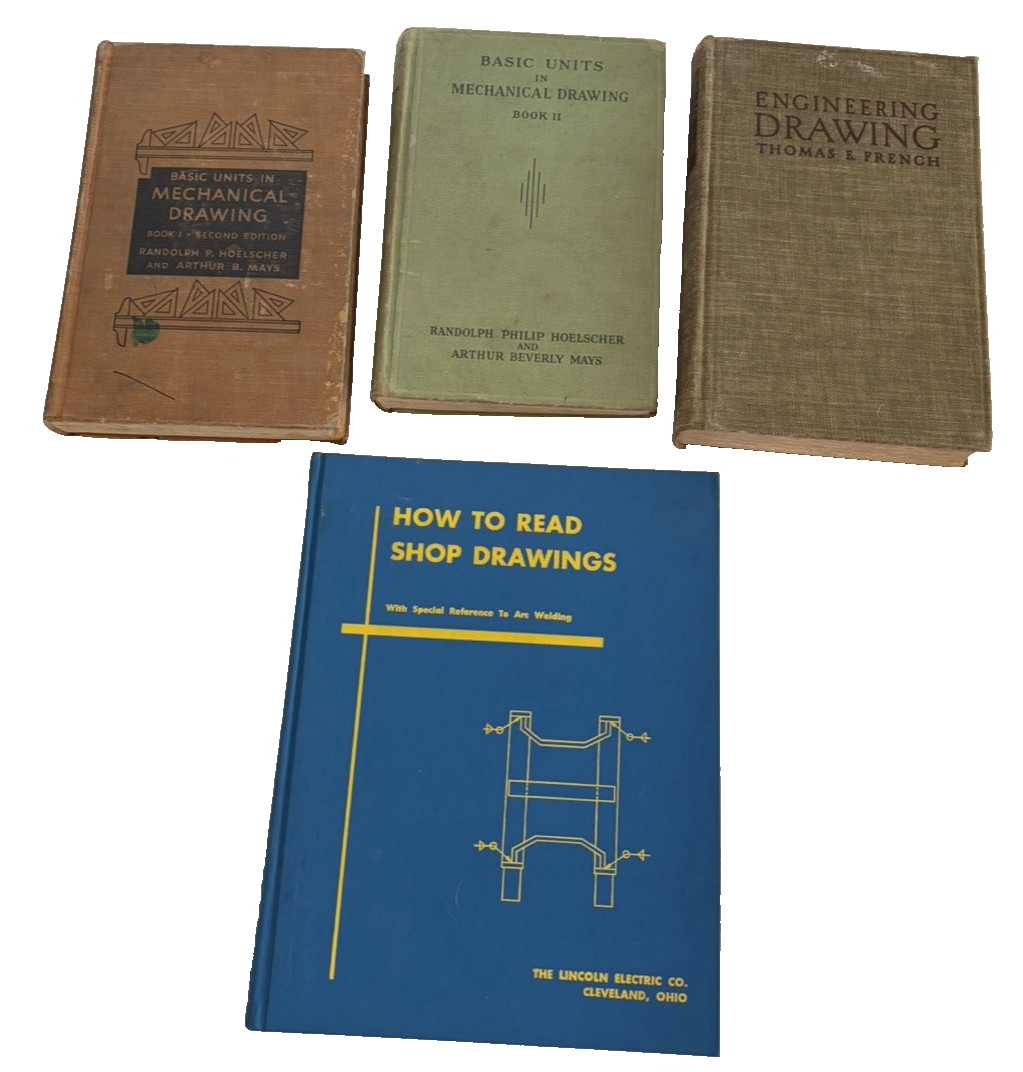 Vtg 4 Book Lot Mechanical – Engineering – Shop Drawing Technical Design Concepts