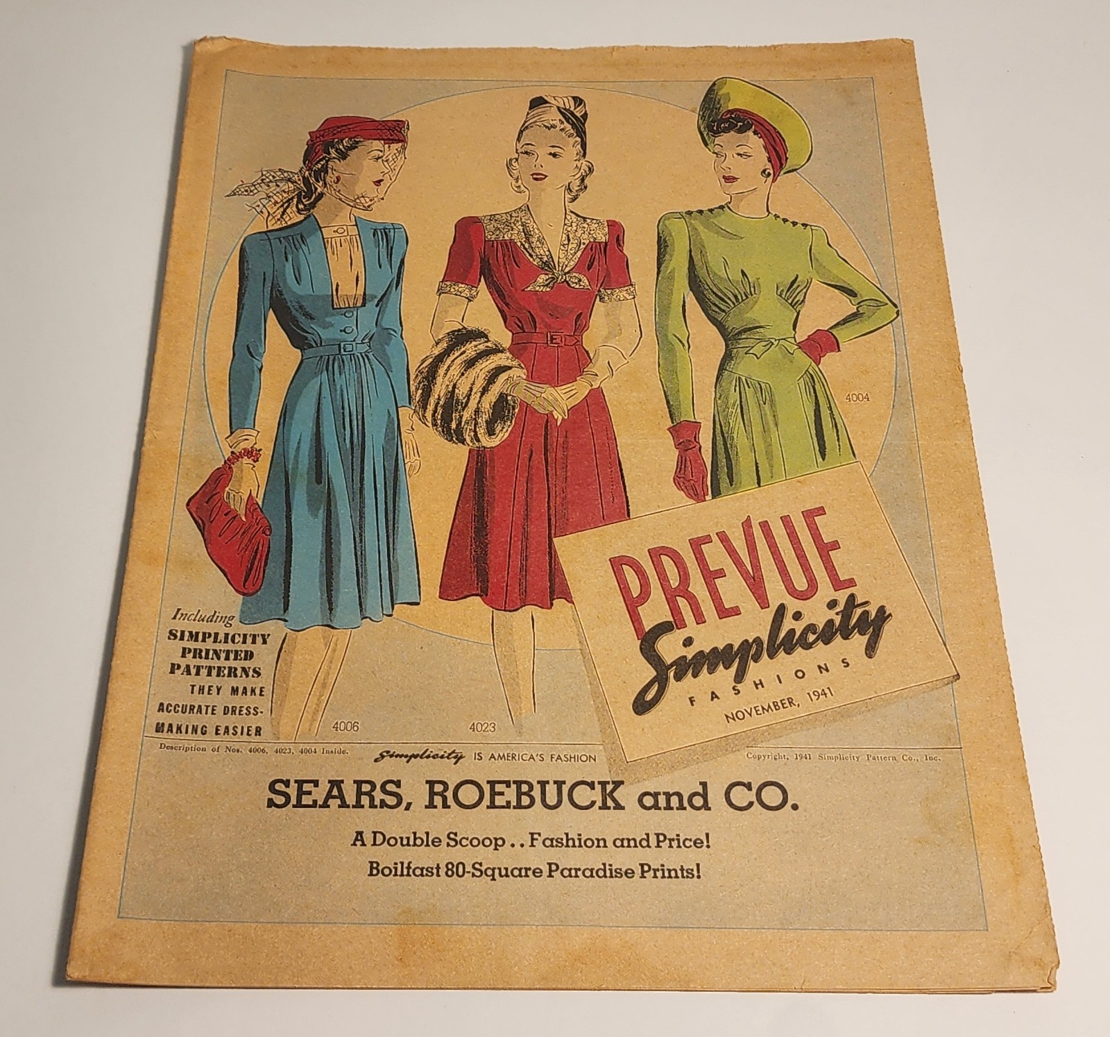 1940s Simplicity Fashion Prevue Dress Pattern Catalog Circular November 1941
