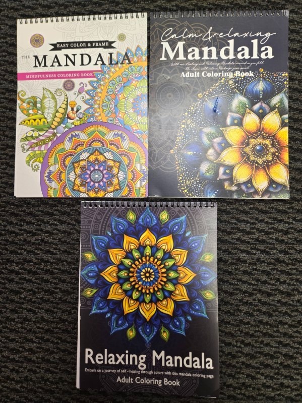 Lot of 3 Relaxing Mandala Adult Coloring Books Stress Relief Mindfulness New