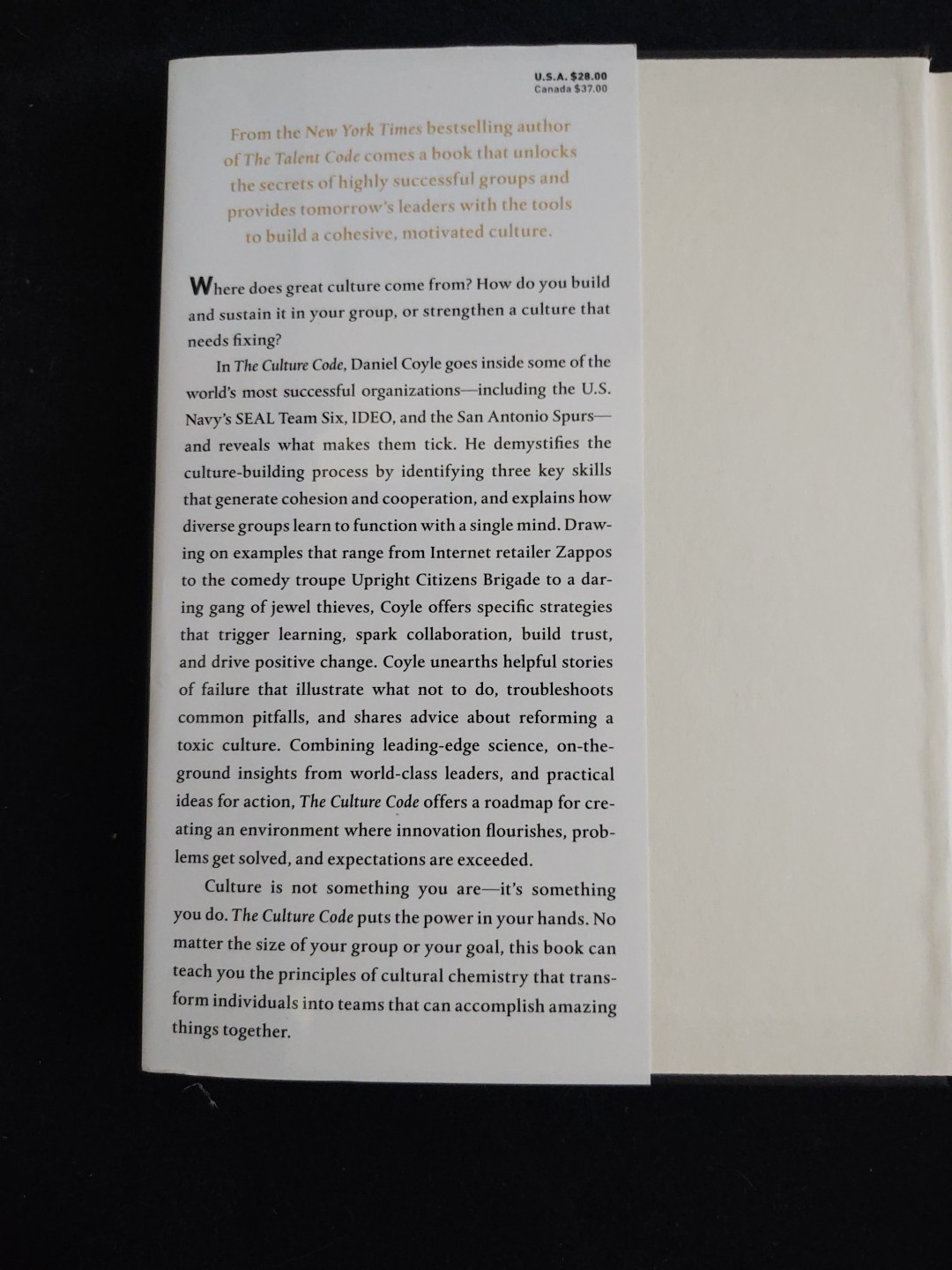 The Culture Code Secrets Of Highly Successful Groups Hardcover Book Daniel Coyle