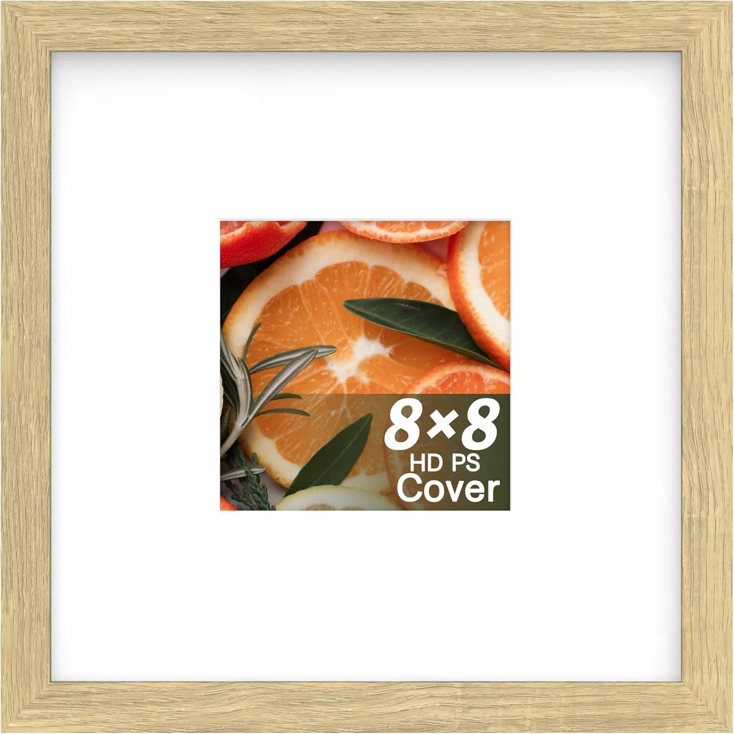 8X8 Inch Picture Frame, Oak Simple Photo Frame for Decorative Artwork, Suitable