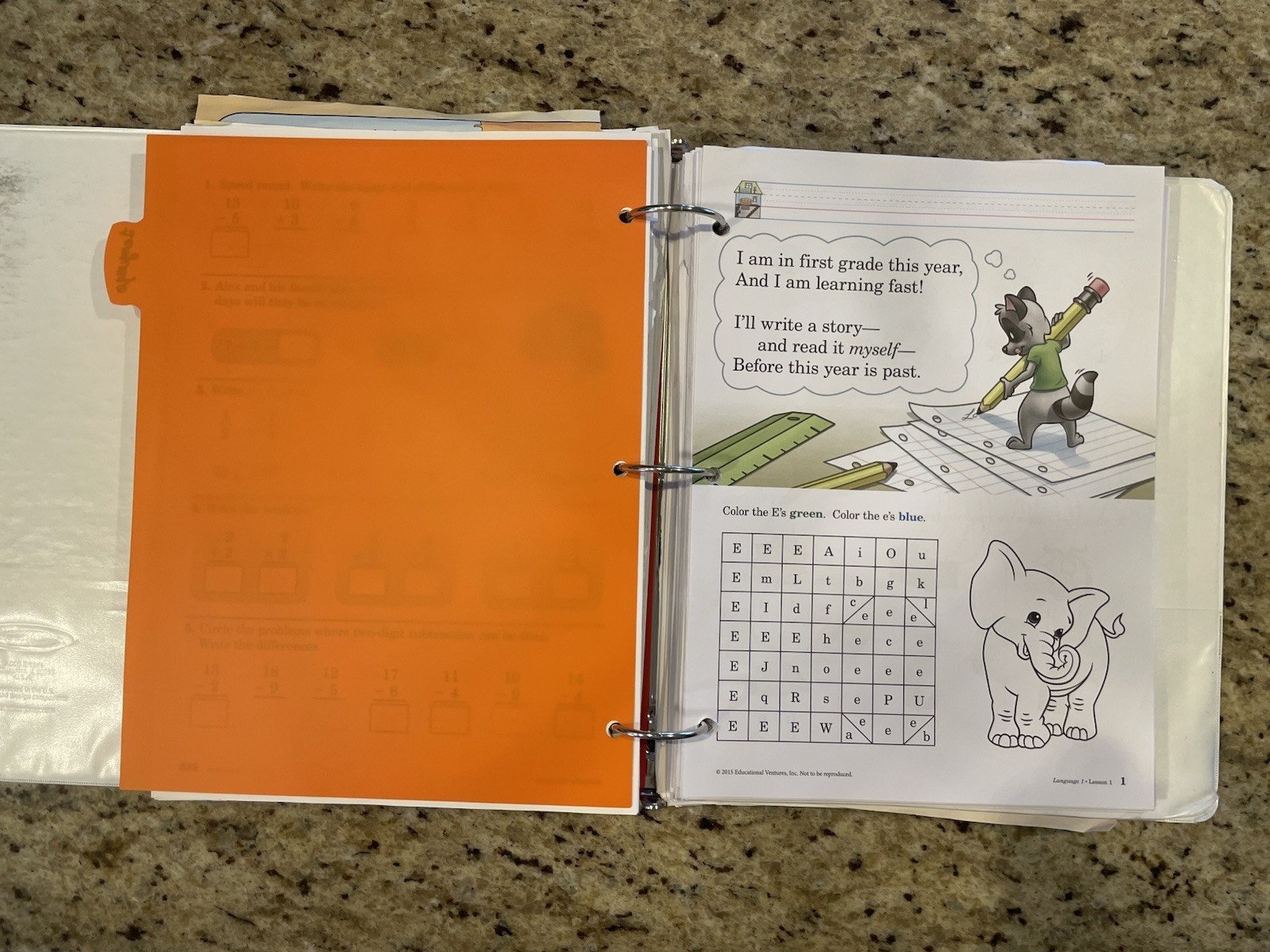 Abeka Grade 1 Arithmetic/Language Worksheets Ring/Wire Bound Elementary School