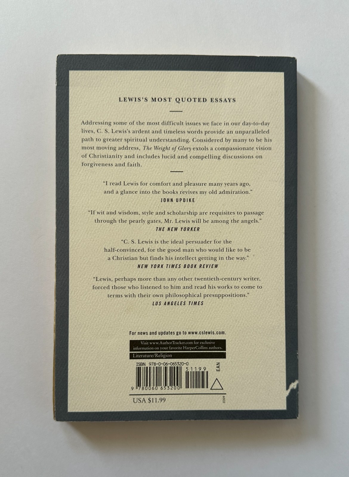 C. S. LEWIS The Weight of Glory | 2001 HarperOne Trade Paperback