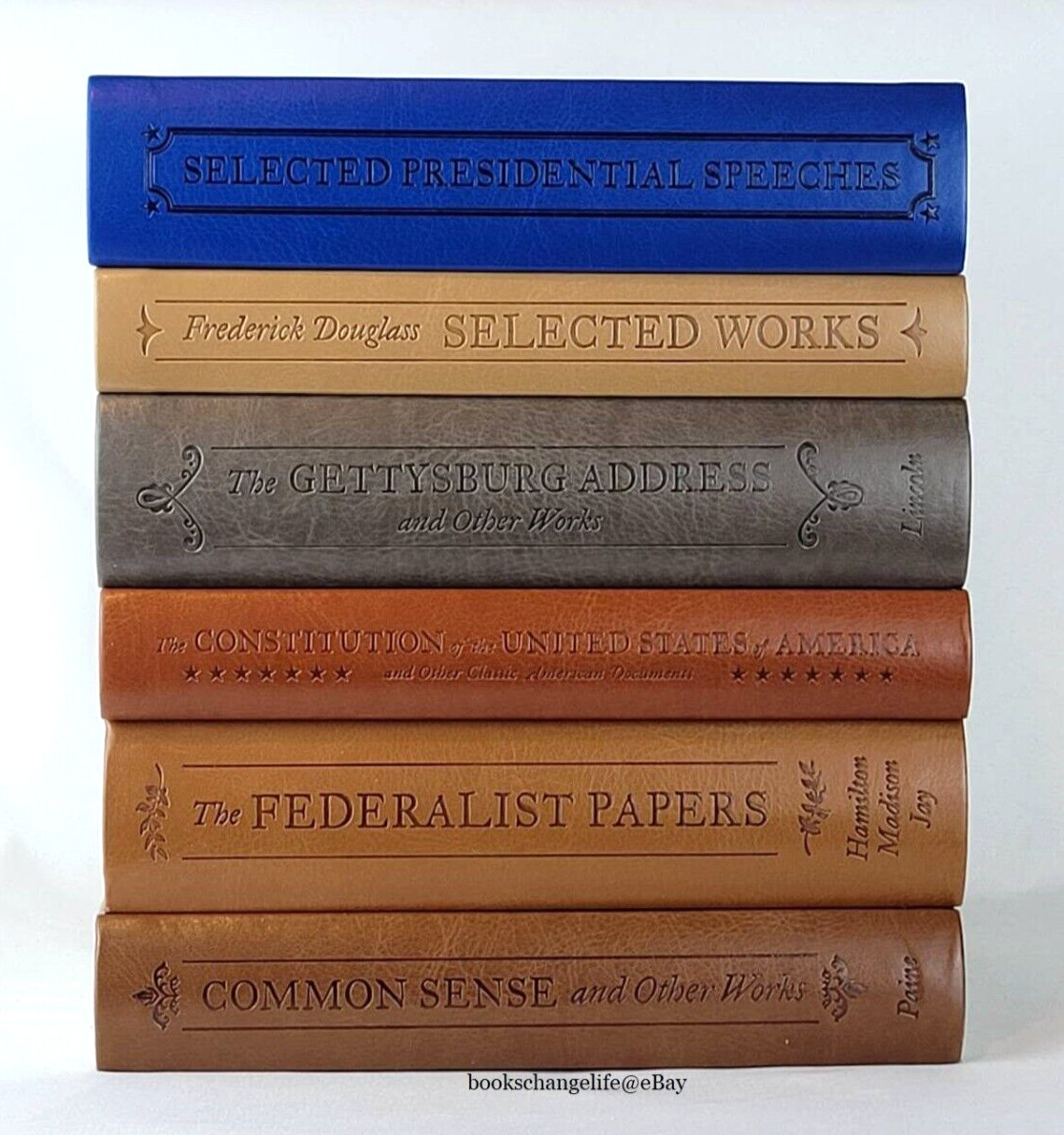 COMMON SENSE, FEDERALIST PAPERS, CONSTITUTION +3 *Set of 6 Leather Book Set NEW*