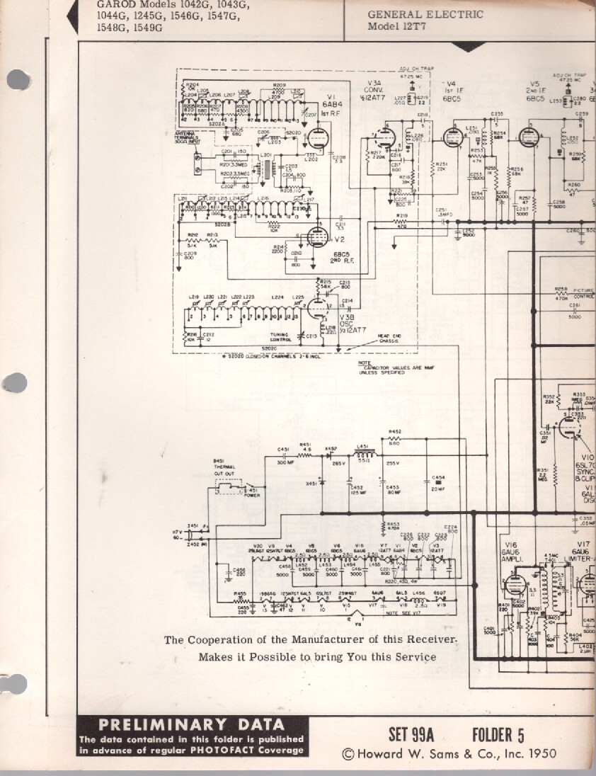 General Electric/Garod – TV – Original Service Schematics – 1950