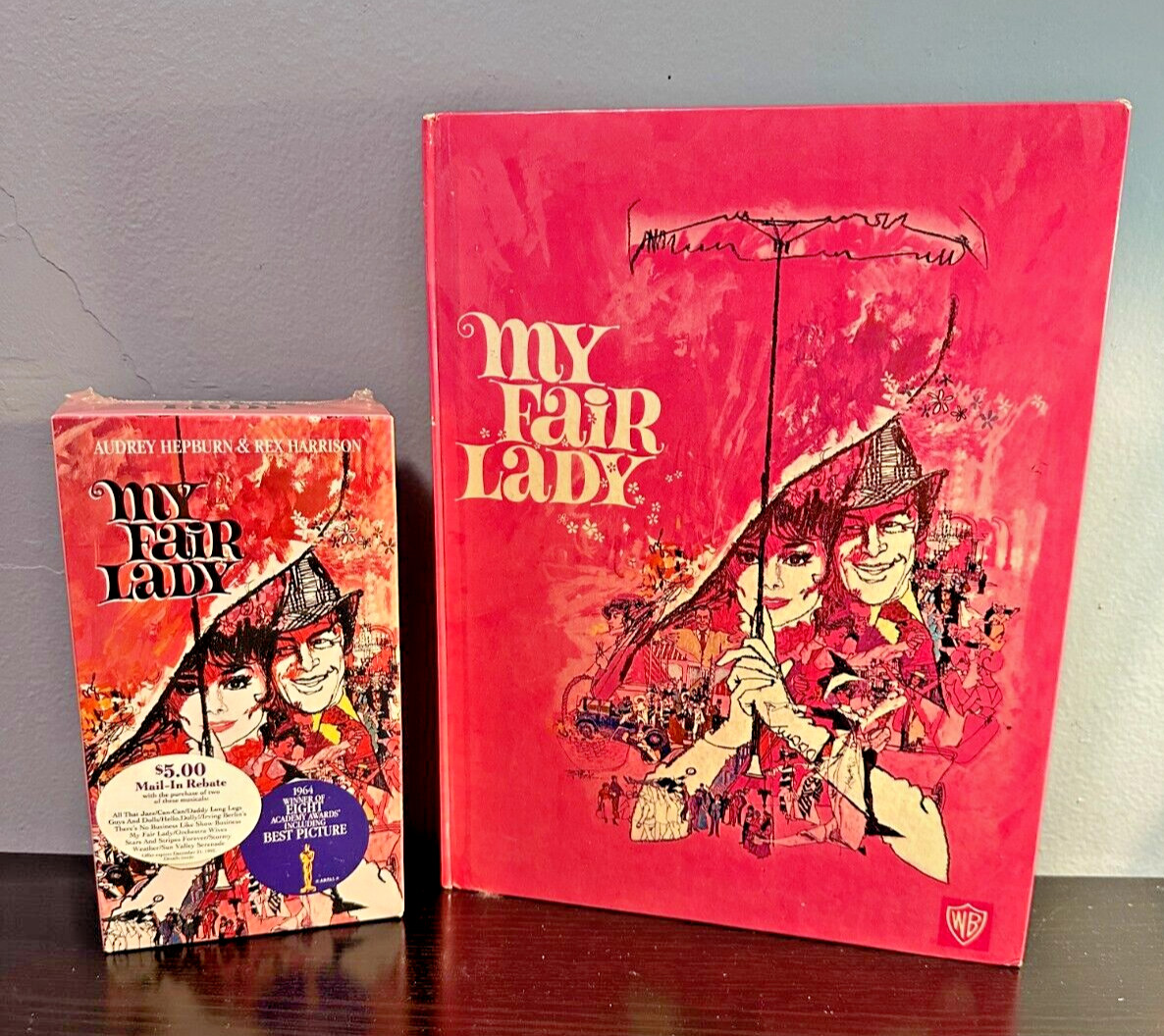 MY FAIR LADY Photo Book 1964 + VHS Factory Sealed 1991 Audrey Hepburn Lot of 2