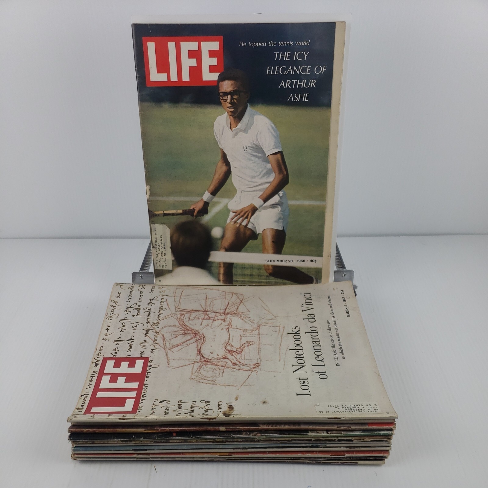 Lot of 12 Life Magazines 1961 – 1968; Arthur Ashe, Kennedy, Klan Murder, DaVinci