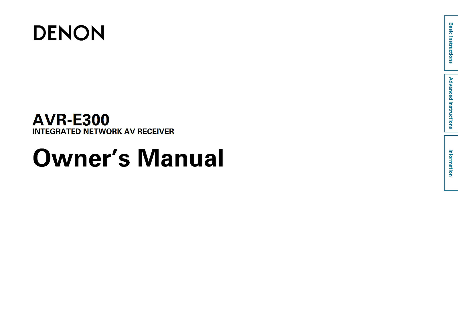 Denon AVR-E300 Receiver Amplifier Owners Manual 138 pages